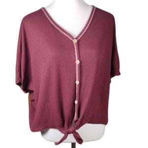 💸💲$10 Justify Women's XL Waffle Weave Knit Crop Top Burgundy